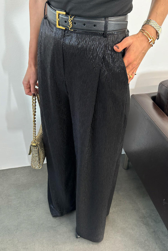 Metallic wide leg trouser