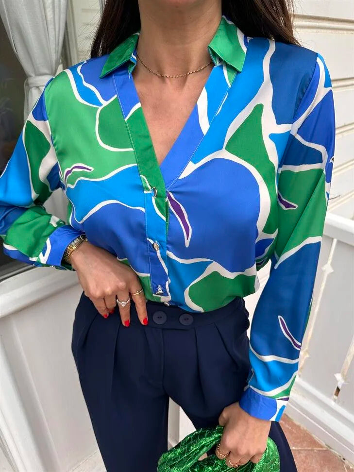 Patterned satin shirt