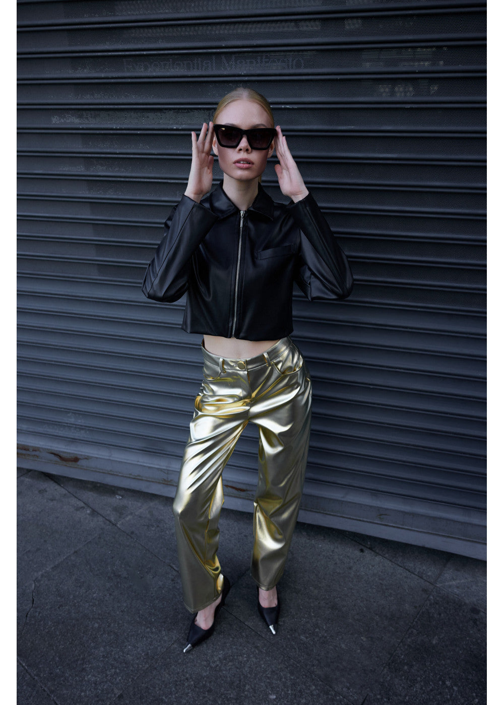 Metallic  wide leg trousers