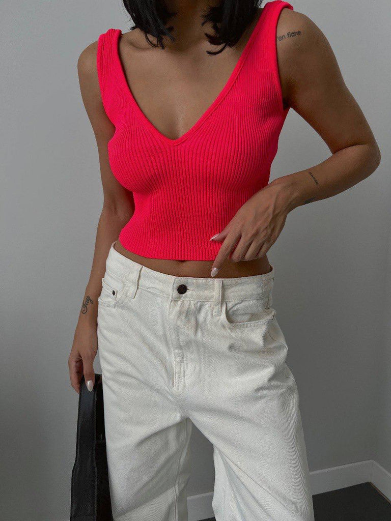 open knit strappy top