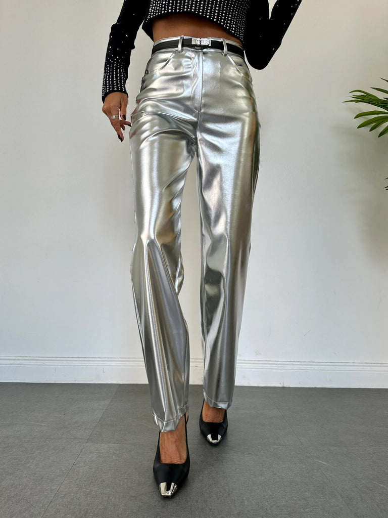 Metallic  wide leg trousers
