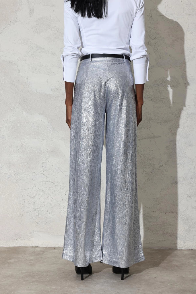 Metallic wide leg trouser